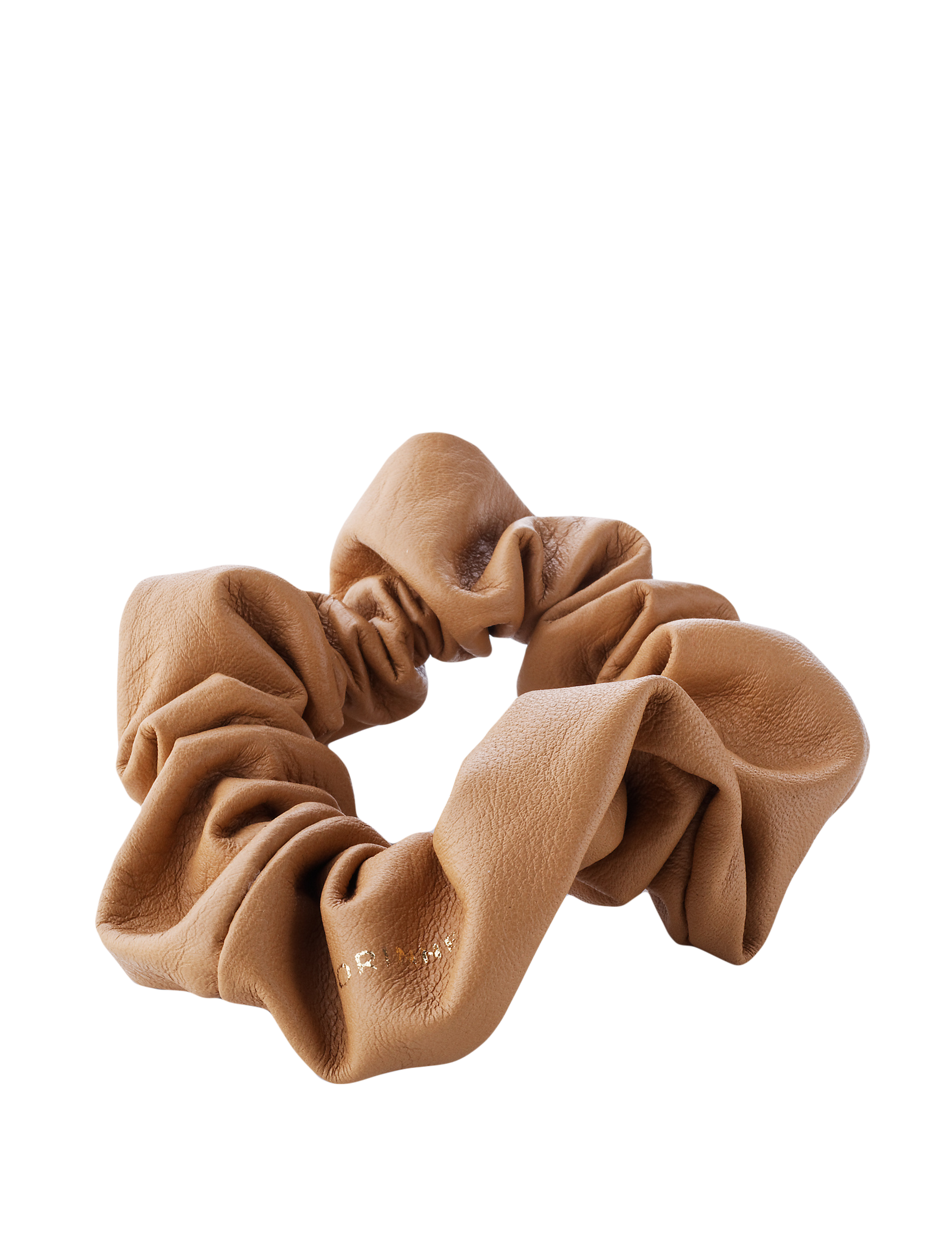 Image of Leather Schrunchie Damen Camel 1 pezzo