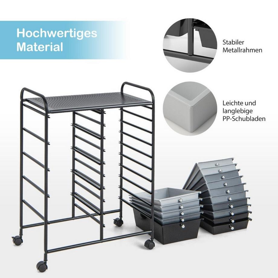 Northio Chariot à 15 tiroirs empilables Chariot latéral pour roll-conteneur à 15 tiroirs Noir 62,5 x 37 x 87 cm  
