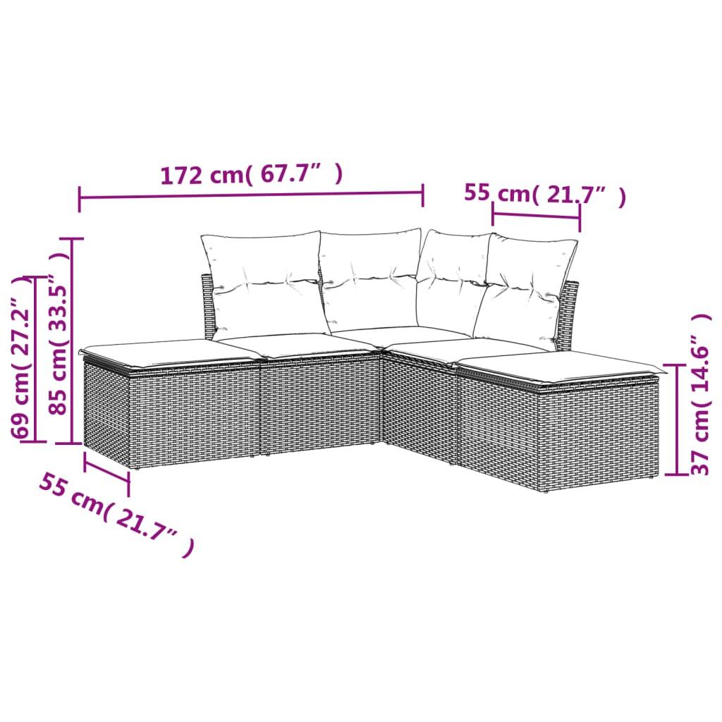 VidaXL set divano da giardino Polirattan  