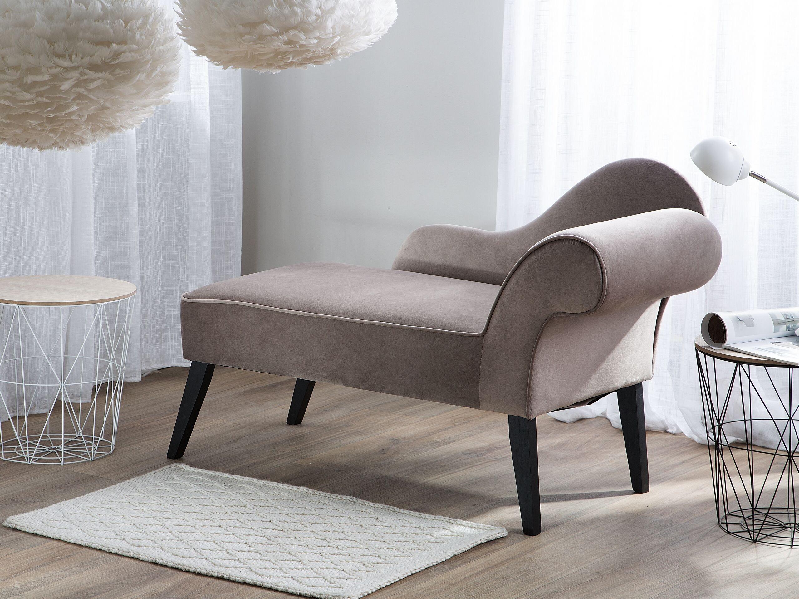 Beliani Chaise longue versione destra en Velluto Glamour BIARRITZ  