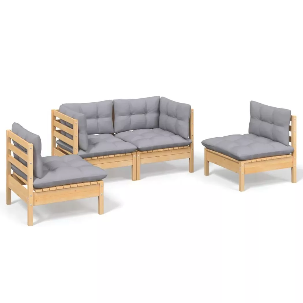 VidaXL - Salon de jardin bois de pin, One Size, Gris