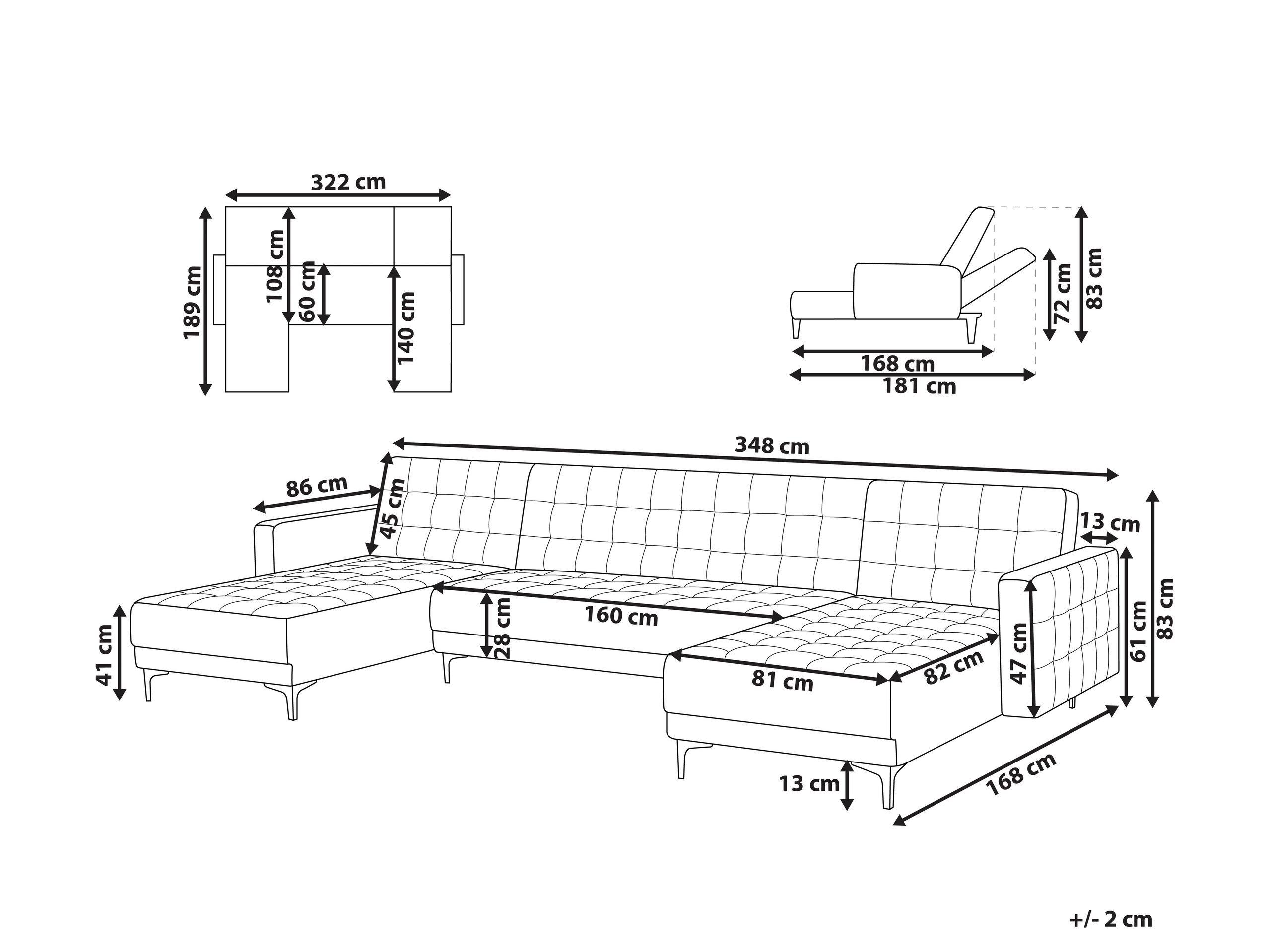 Beliani U-förmiges Sofa aus Kunstleder Industriell ABERDEEN  