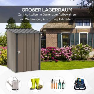 Northio Capanno Per Attrezzi In Acciaio, Capanno Per Attrezzi Da 0,92 M² Con Armadio Da Giardino Pensile Con Serratura, Casetta Da Giardino, 100 X 103 X 160 Cm, Marrone  