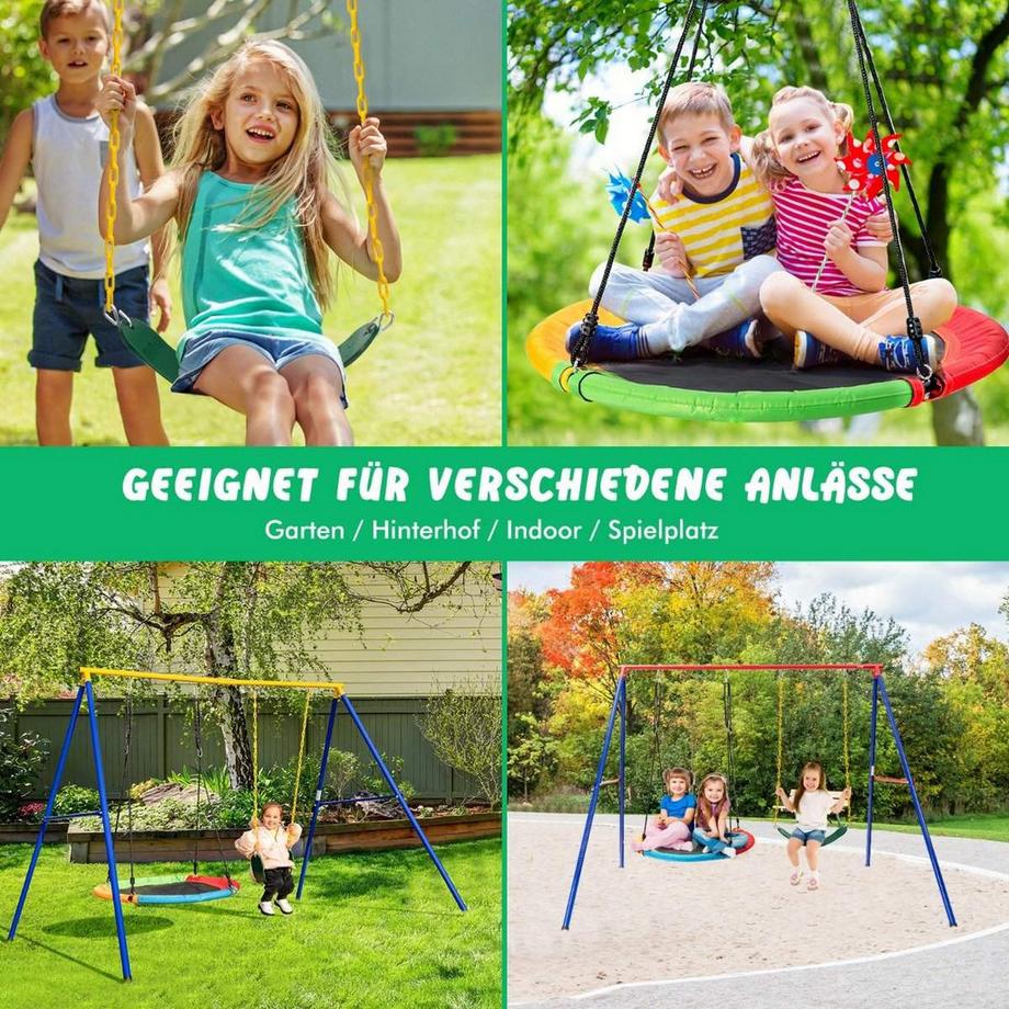 Northix 2-teiliges Schaukel-Set mit verstellbaren Seilen & 2 hängenden Wege für Terrasse Spielplatz Hof Bunt  