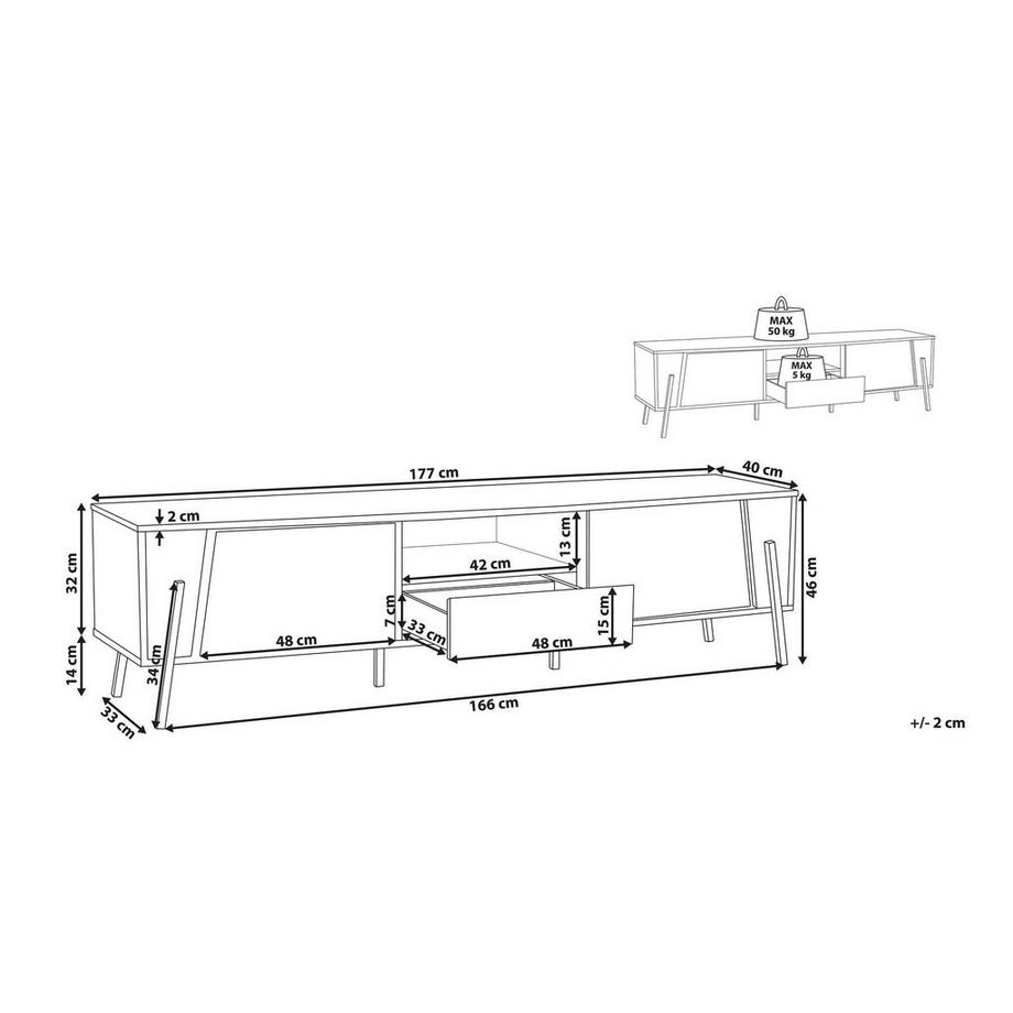 Beliani Meuble TV en Panneau de particules de bois Moderne BLACKPOOL  