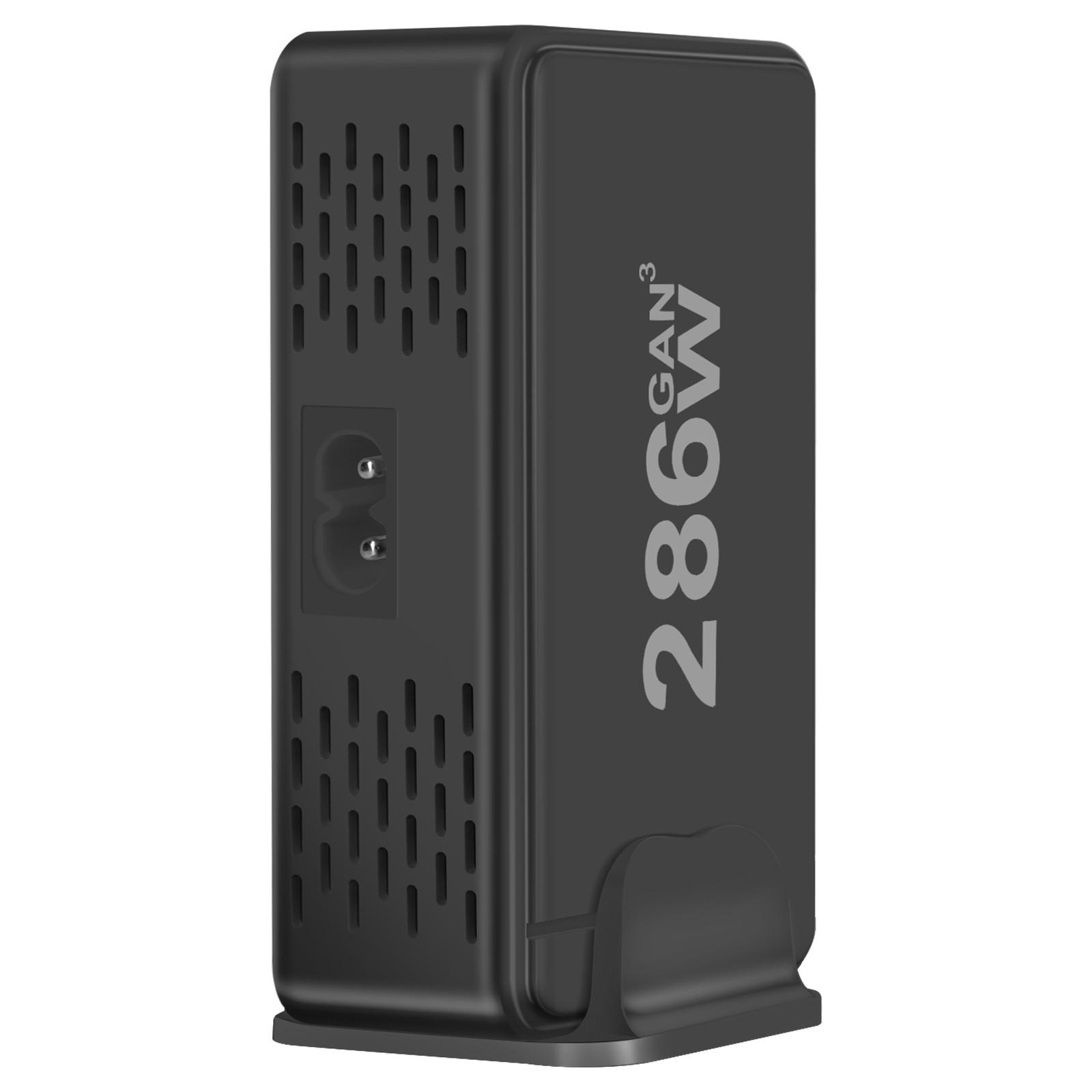 Avizar  Station de Charge 286W GaN 8 Ports Noir 