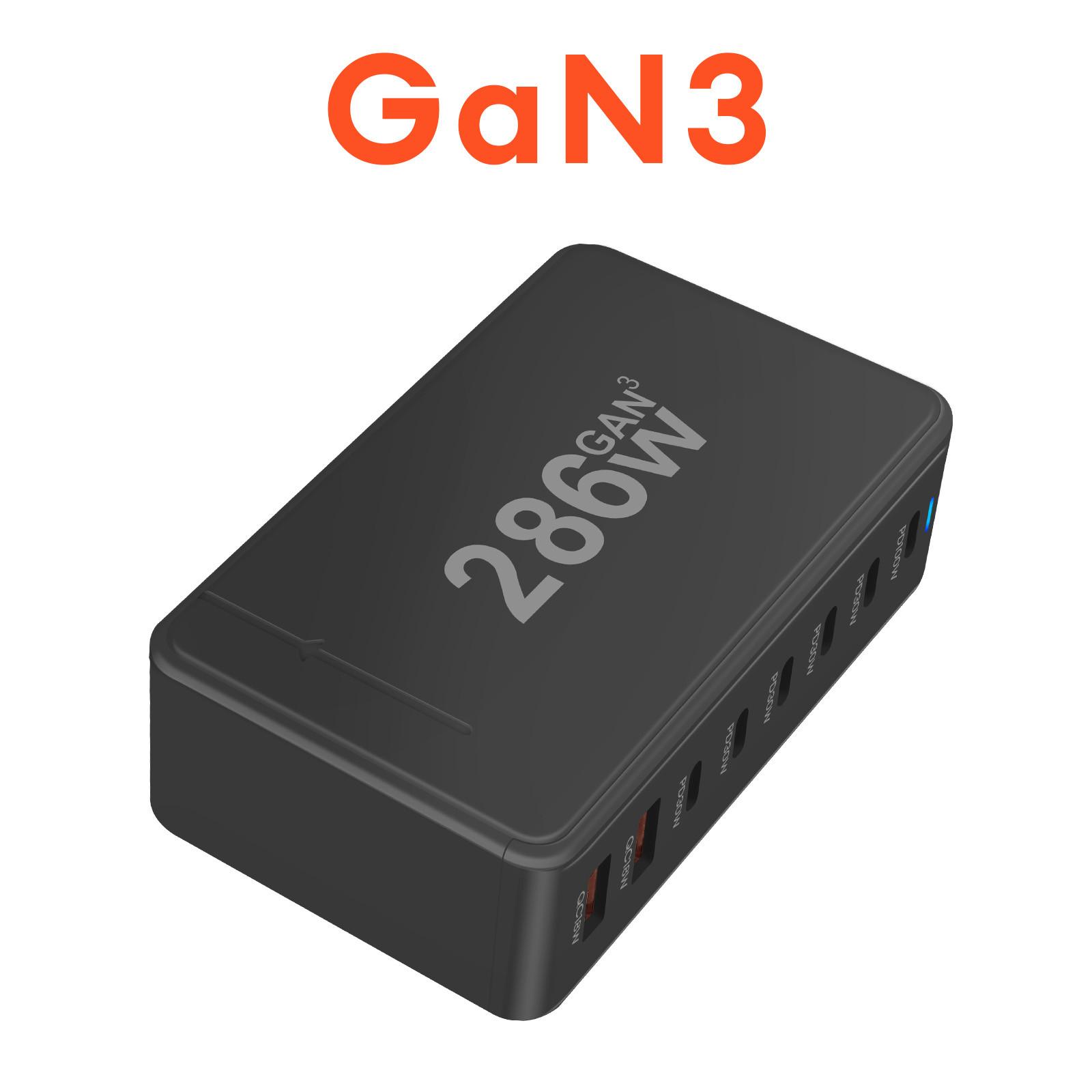 Avizar  Station de Charge 286W GaN 8 Ports Noir 