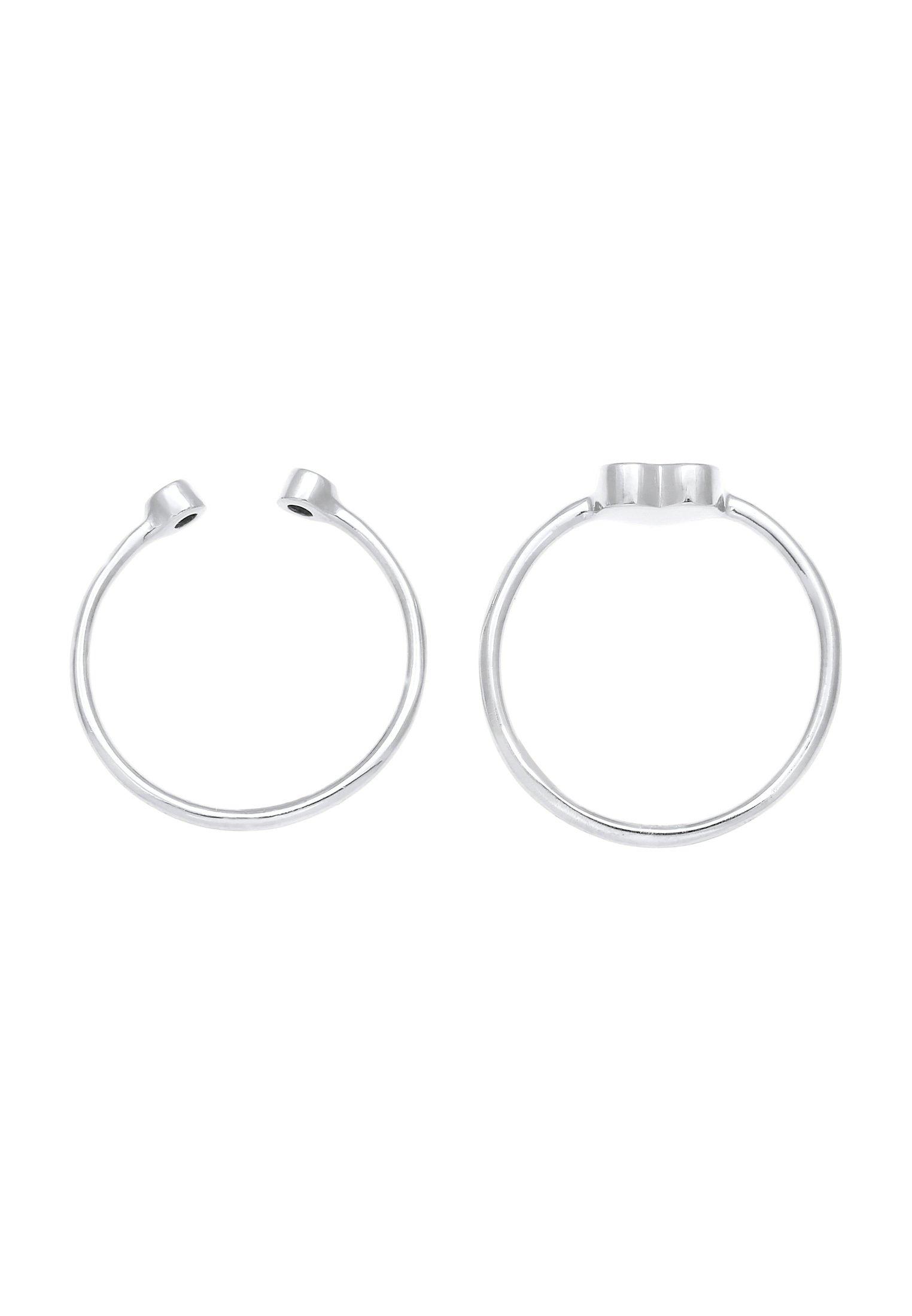 Elli  Ring Herz Kristall Stabelring Set 925 Silber 