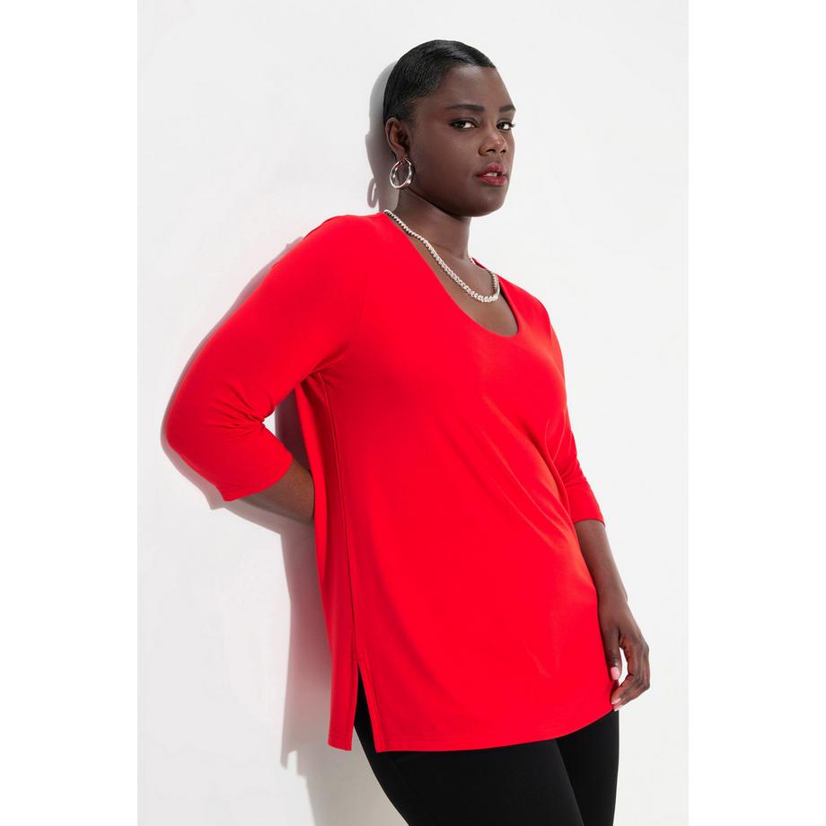 Ulla Popken Shirt Tiefer Rundhalsausschnitt 3/4 Arm  