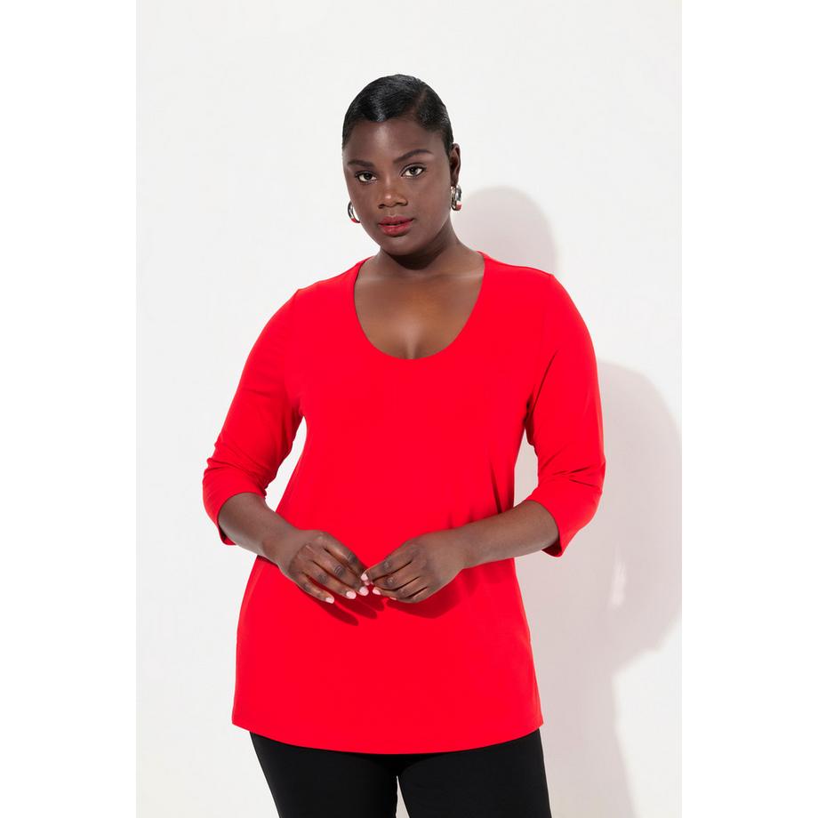 Ulla Popken Shirt Tiefer Rundhalsausschnitt 3/4 Arm  