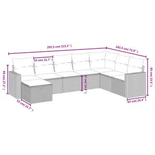 VidaXL Ensemble de canapés de jardin rotin synthétique  