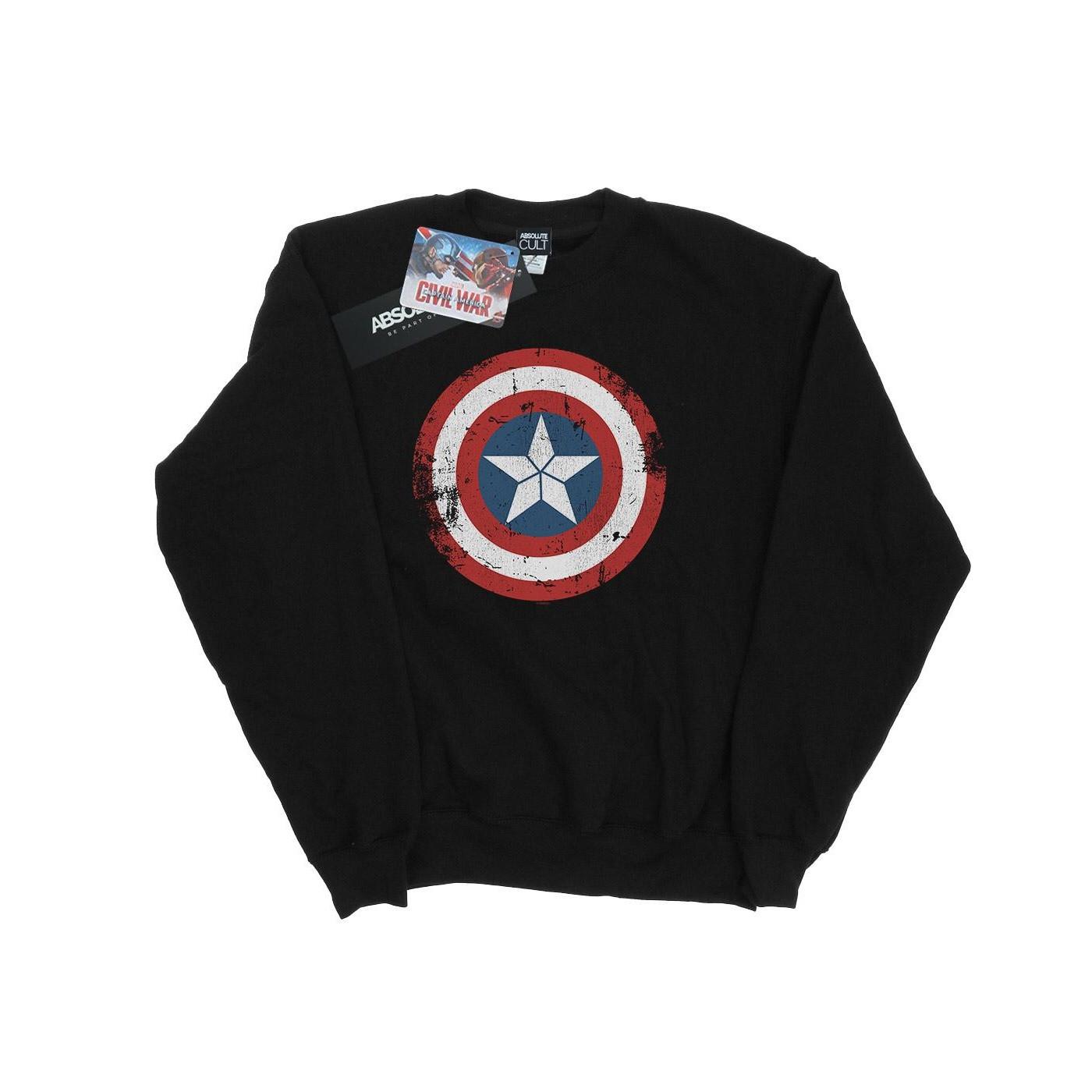 Image of Captain America Civil War Distressed Shield Sweatshirt Mädchen Schwarz 128