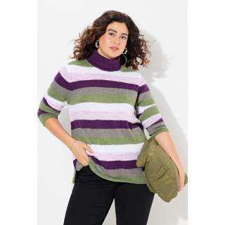 Ulla Popken  Pullover, Ringel, A-Linie, Stehkragen, Langarm 