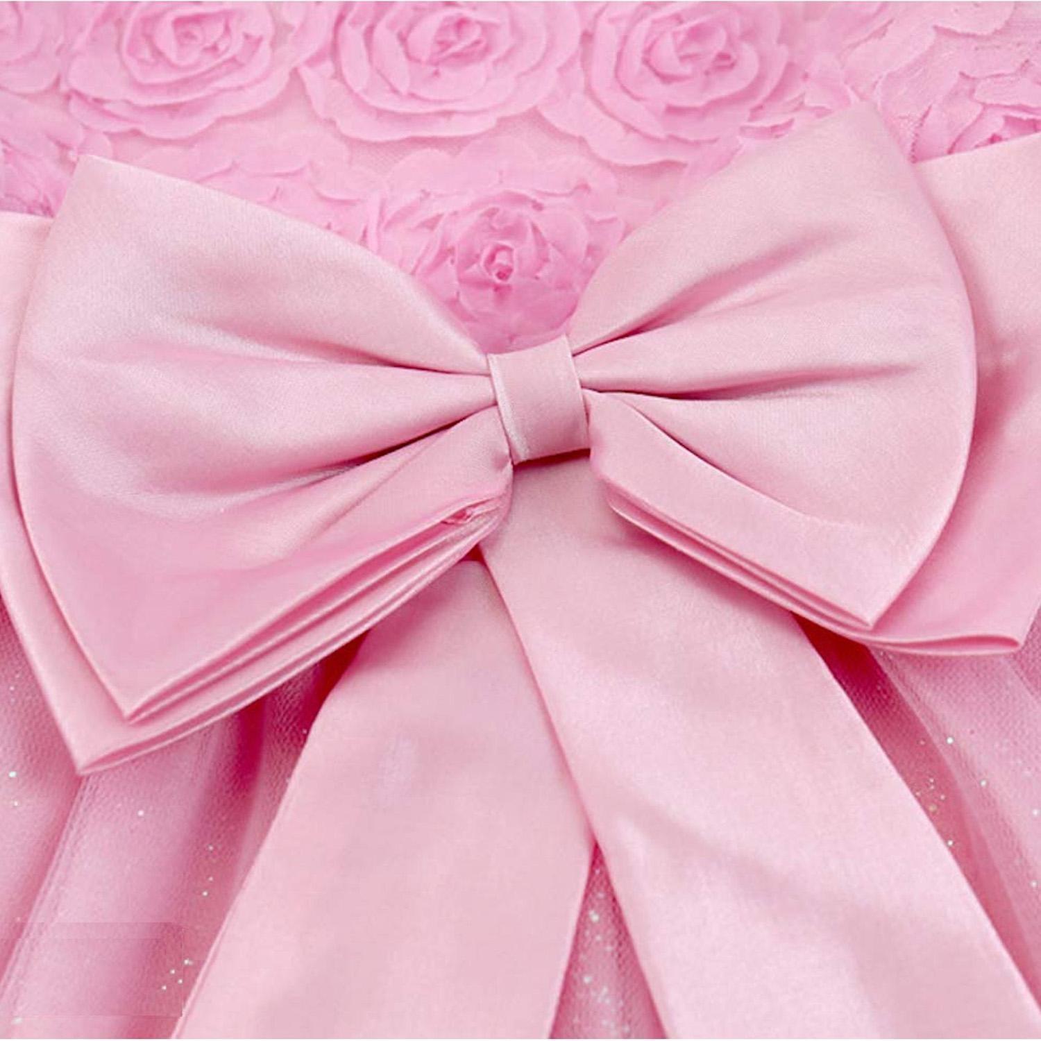 eStore  Abendkleid mit Schleife und Blumen - Pink 