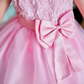 eStore  Abendkleid mit Schleife und Blumen - Pink 