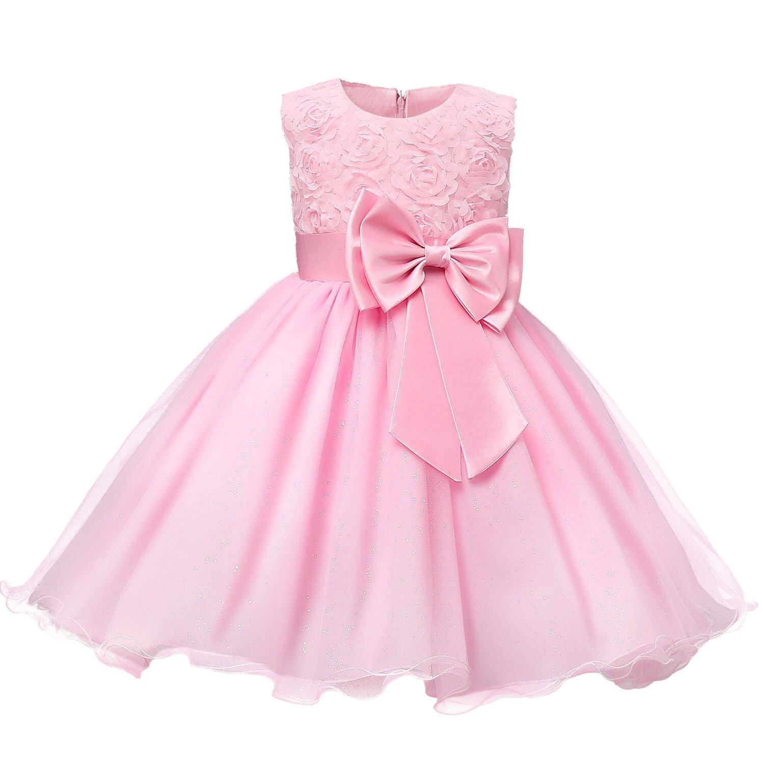 eStore  Abendkleid mit Schleife und Blumen - Pink 
