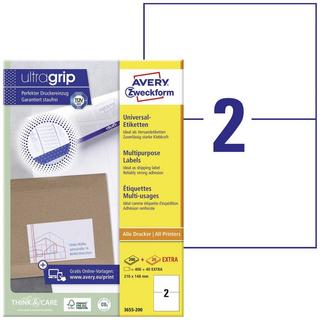 Avery-Zweckform ETIQUETTES universelles avec ultra-grip, 210 x 148 mm, jet d'encre, laser couleur, laser s/W  