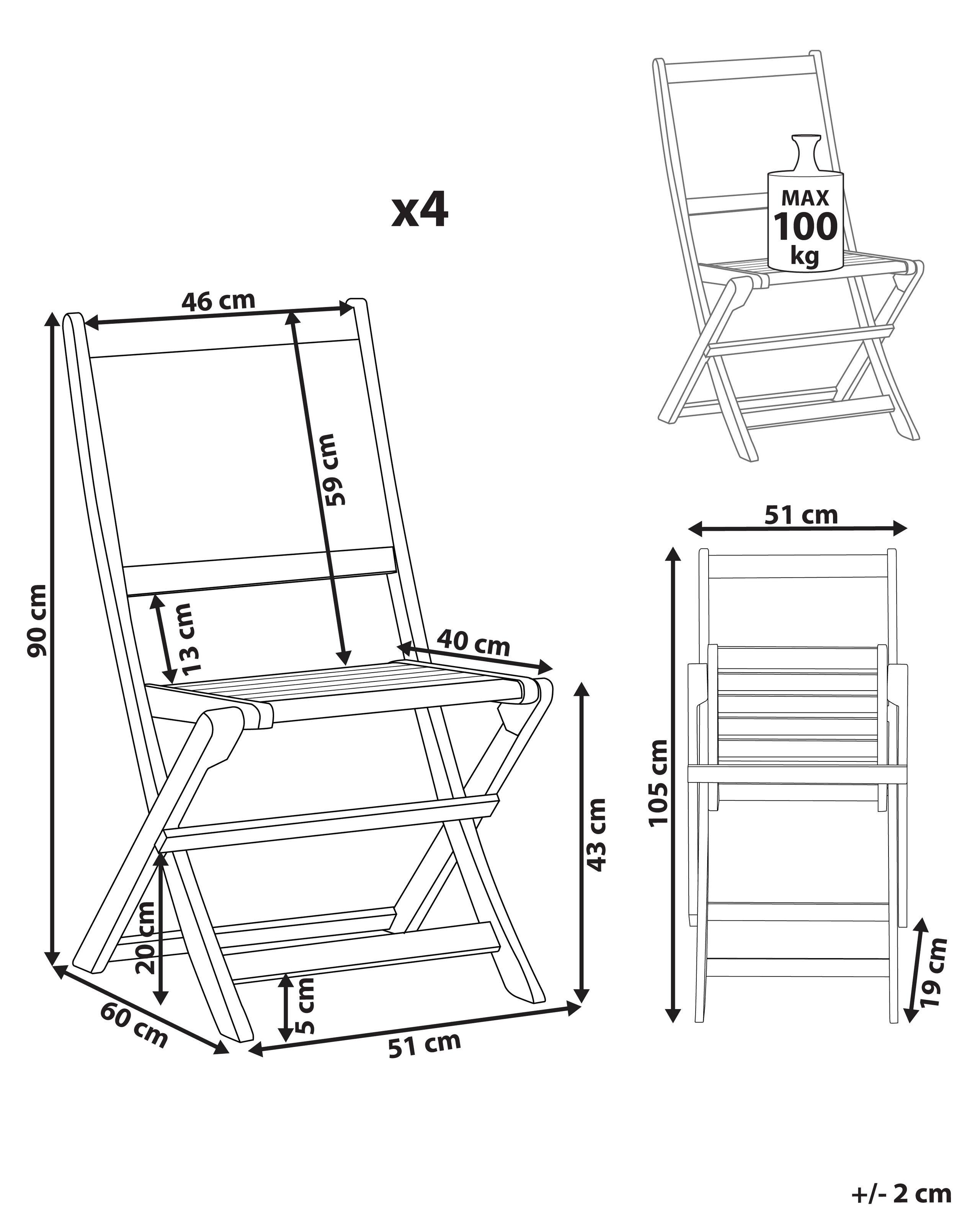 Beliani Gartenstuhl 4er Set aus FSC® zertifiziertes Akazienholz Klassisch PARAGGI  