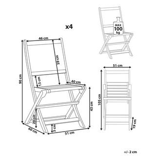 Beliani Lot de 4 chaises en Bois d'acacia certifié FSC® Traditionnel PARAGGI  