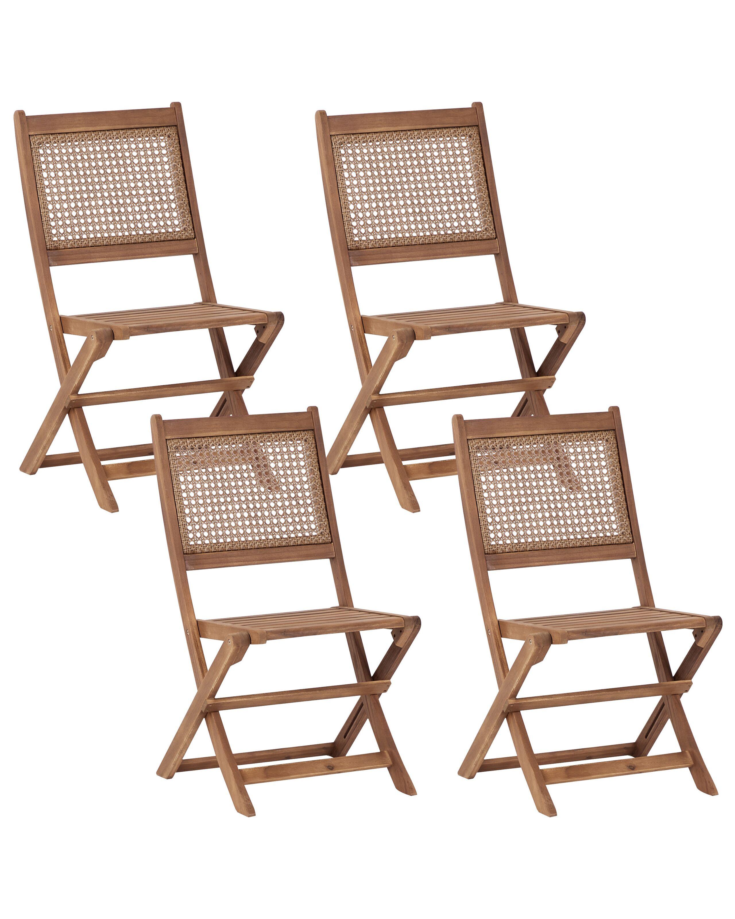 Beliani Lot de 4 chaises en Bois d'acacia certifié FSC® Traditionnel PARAGGI  