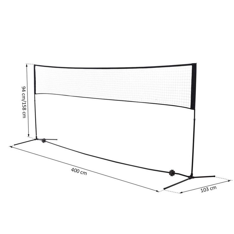 Northio Badmintonnetz Volleyball- Und Tennis-Netz, Tragbar, 2 Höhen 94/158Cm, Pe, 400X60Cm  