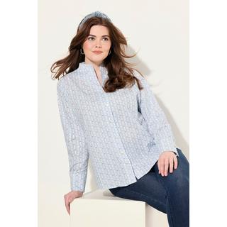 Ulla Popken  Blusa con scollo montante, stampa con cervo e maniche lunghe 