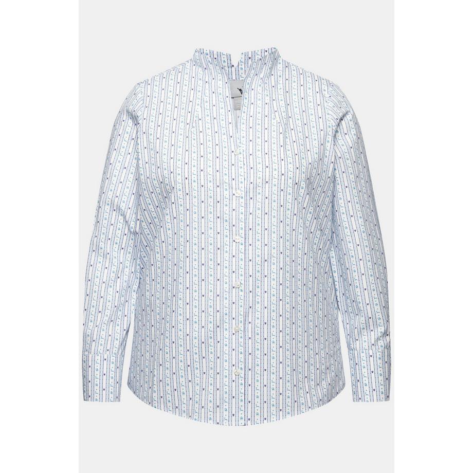 Ulla Popken Bedruckte Langarmbluse mit Kelchkragen  