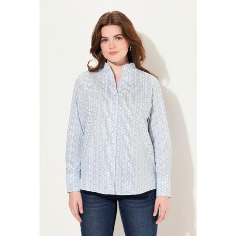 Ulla Popken  Blusa con scollo montante, stampa con cervo e maniche lunghe 