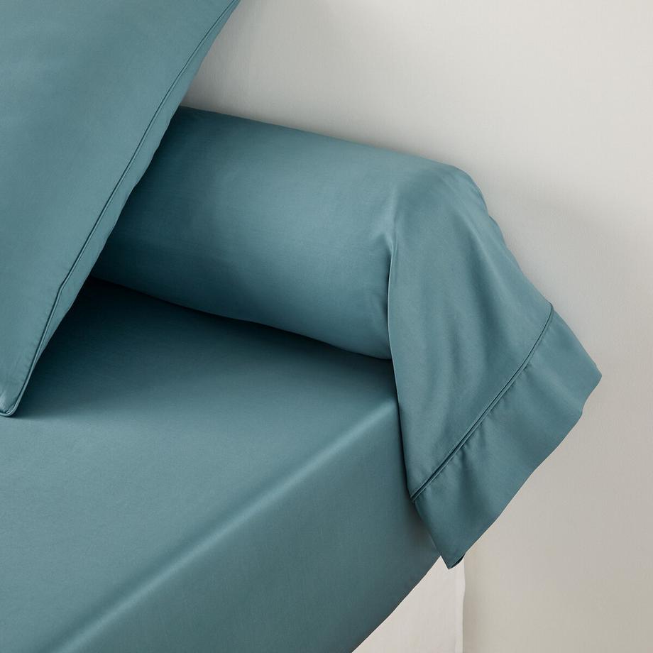 Taie de traversin unie en satin de coton