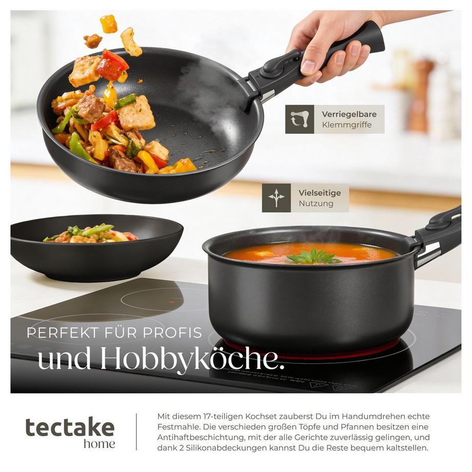 Tectake Set iniziale da cucina Una/Parma Set di stoviglie in gres, smaltate  