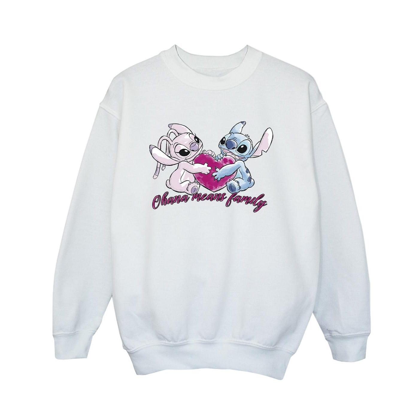 Image of Lilo And Stitch Ohana Heart With Angel Sweatshirt Jungen Weiss 152-158