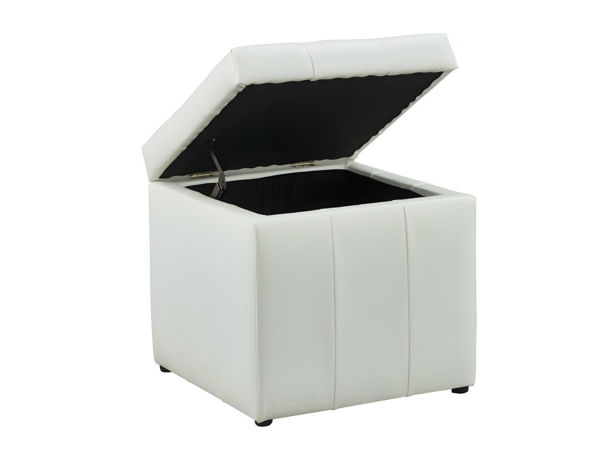 Vente-unique Pouf portaoggetti SERAFINO in similpelle Bianco  