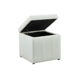 Vente-unique Pouf portaoggetti SERAFINO in similpelle Bianco  