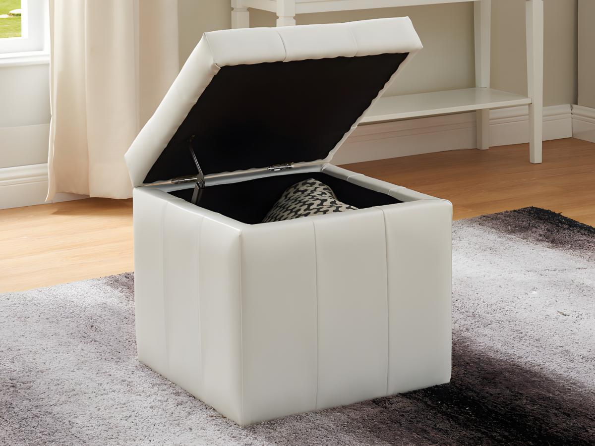 Vente-unique Pouf coffre de rangement SERAFINO en simili  