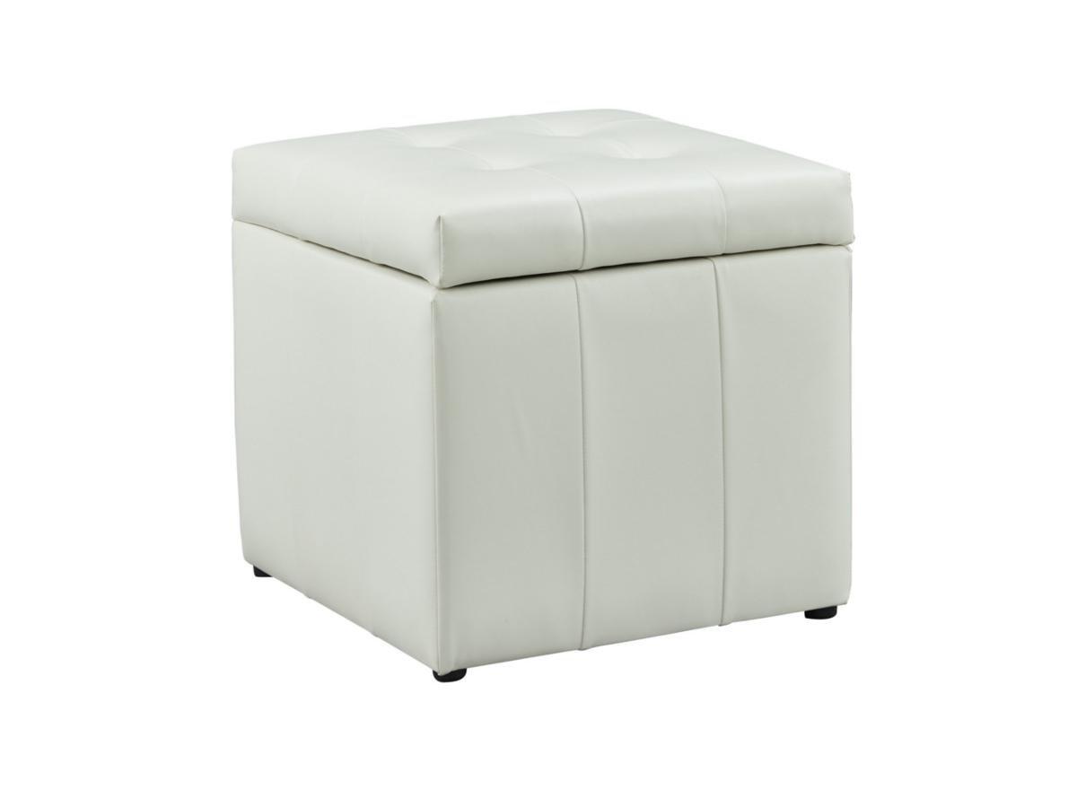 Vente-unique Pouf portaoggetti SERAFINO in similpelle Bianco  