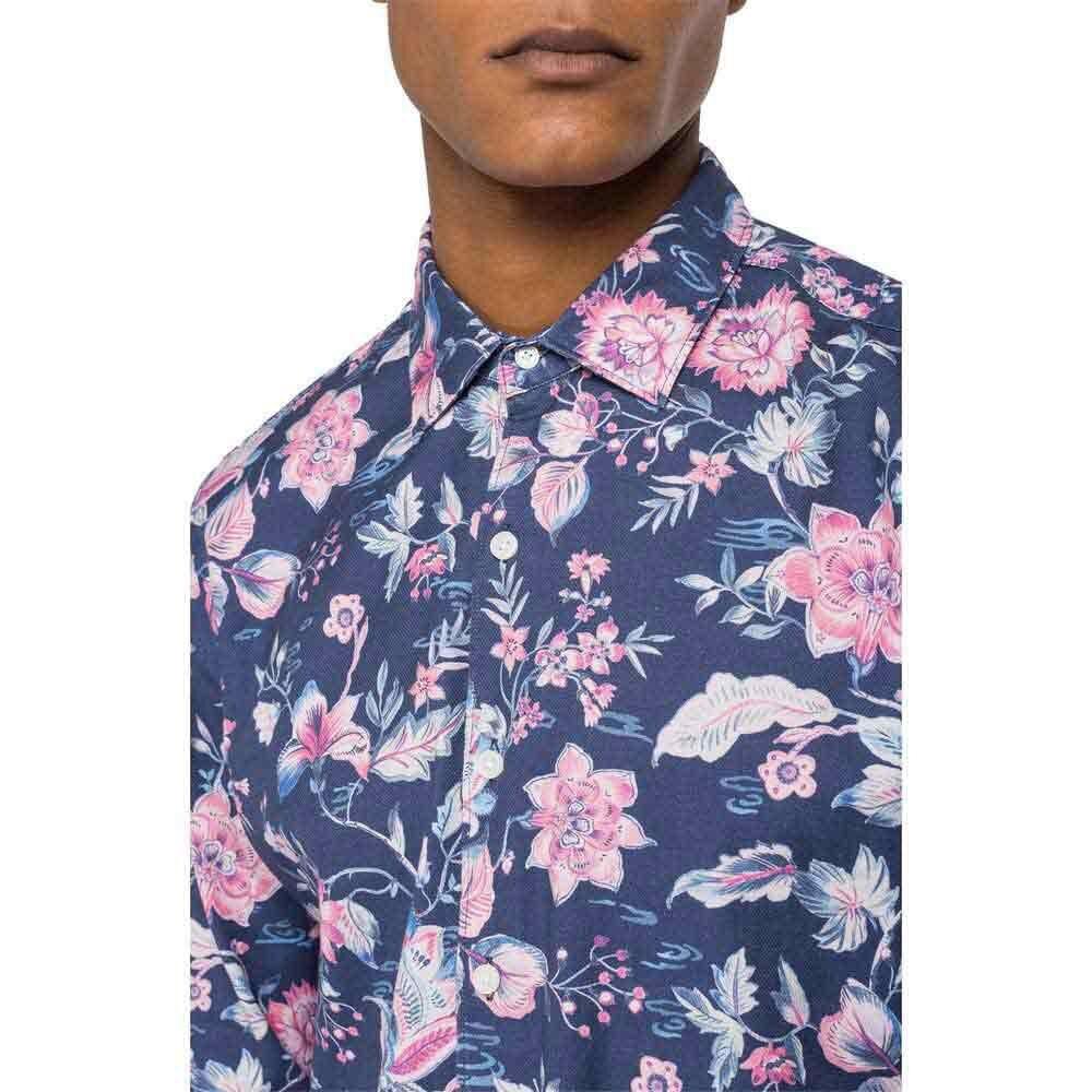 REPLAY Langarmhemd mit Blumenmuster  