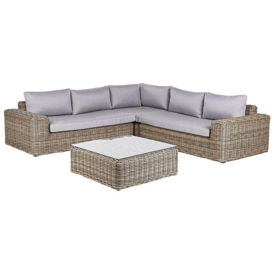 Beliani Set lounge pour jardin en Polyrotin Scandinave PALERMO  