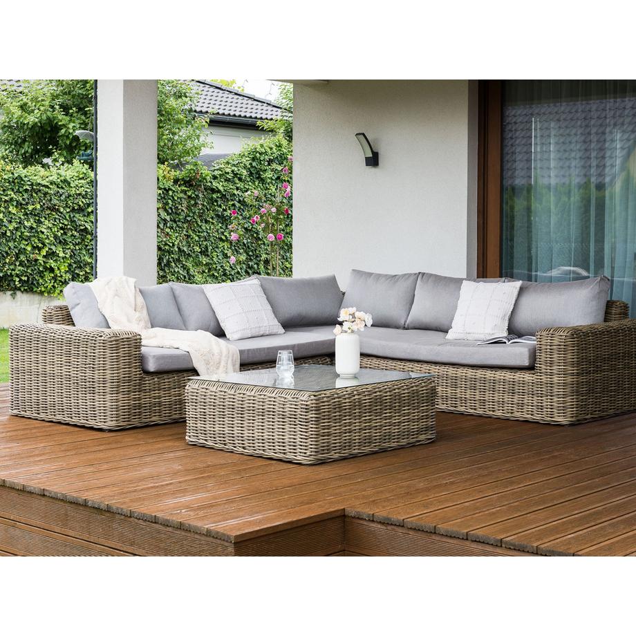 Beliani Set lounge pour jardin en Polyrotin Scandinave PALERMO  
