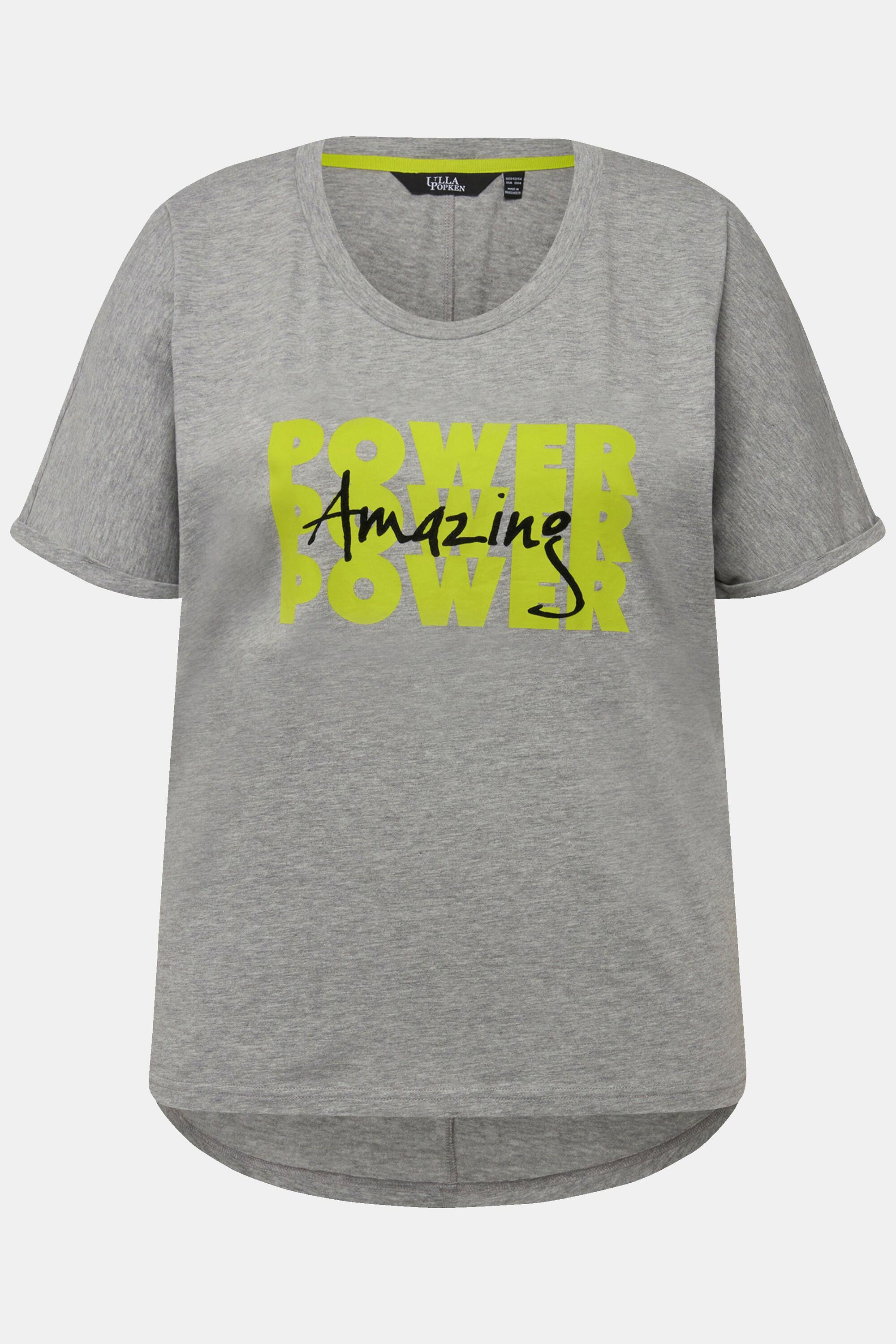 Ulla Popken  T-shirt « Power », coupe oversize. Col rond et manches courtes. 