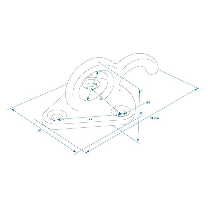 Pricenet Crochet de corde en métal avec œillet 70x45mm 5 pièces sous blister  