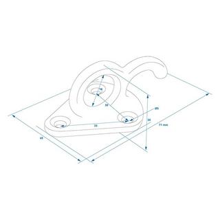 Pricenet Crochet de corde en métal avec œillet 70x45mm 5 pièces sous blister  