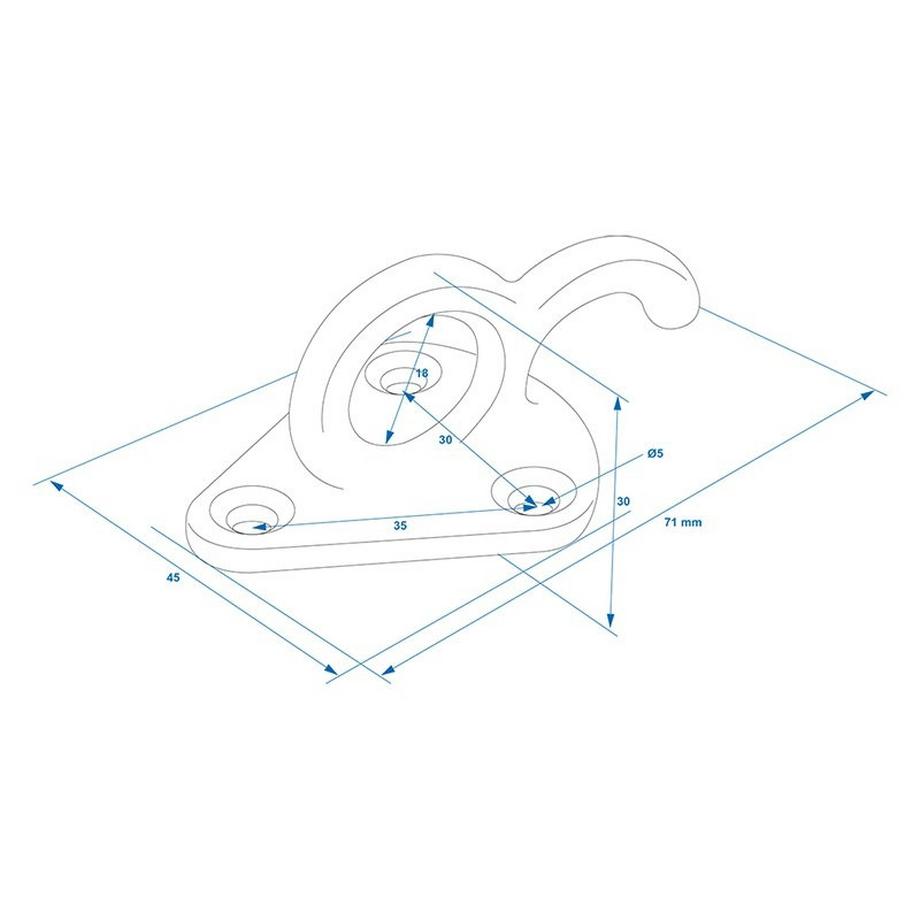 Pricenet Crochet de corde en métal avec œillet 70x45mm 5 pièces sous blister  