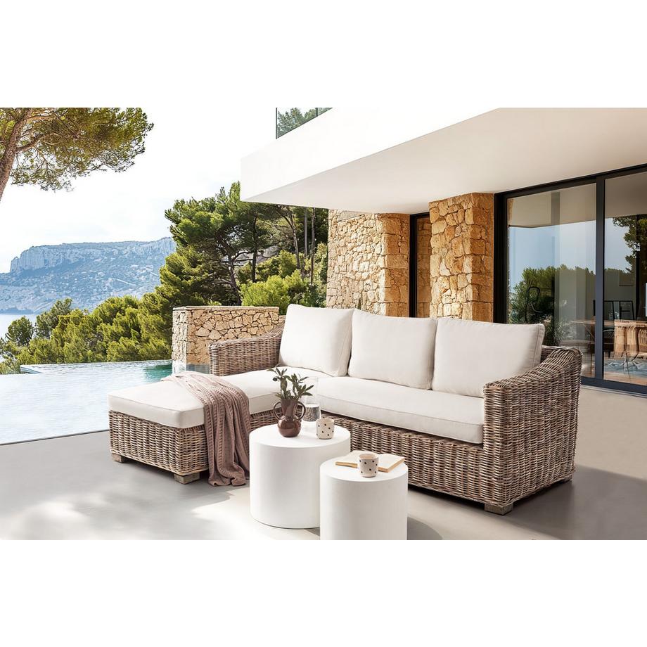 Beliani Ecksofa aus Rattan Mediterran VALLETRI  