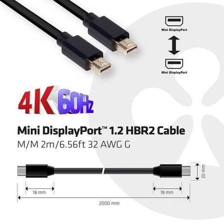 Club3D  Club 3D Mini DisplayPort 1.2 HBR2 - Kabel - DigitalDisplayVideo 