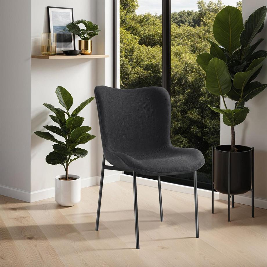 Tectake Chaise rembourrée TESSA forme ergonomique avec dossier haut  