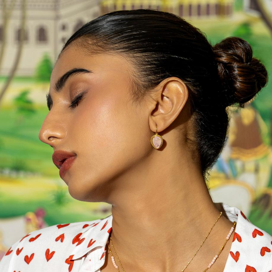 Steinkult  Boucles d'oreilles Quartz rose Linda 