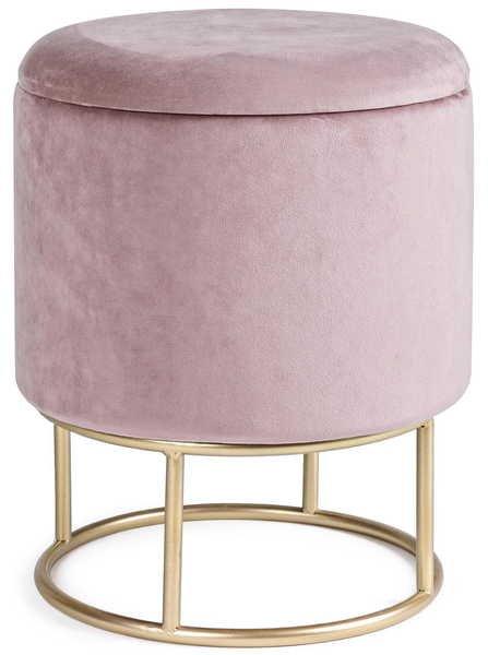 Image of Hocker Polina Pink rund mit Stauraum Hocker Polina Pink rund mit Stauraum