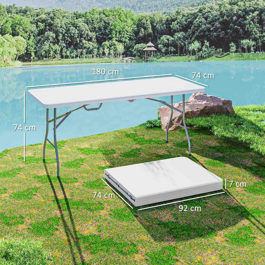 Northio Gartentisch Klappbar 180 x 74 cm Wetterfest Buffettisch mit Tragegriff Klapptisch Campingtisch für Garten Terrasse und Balkon Weiß Aosom  