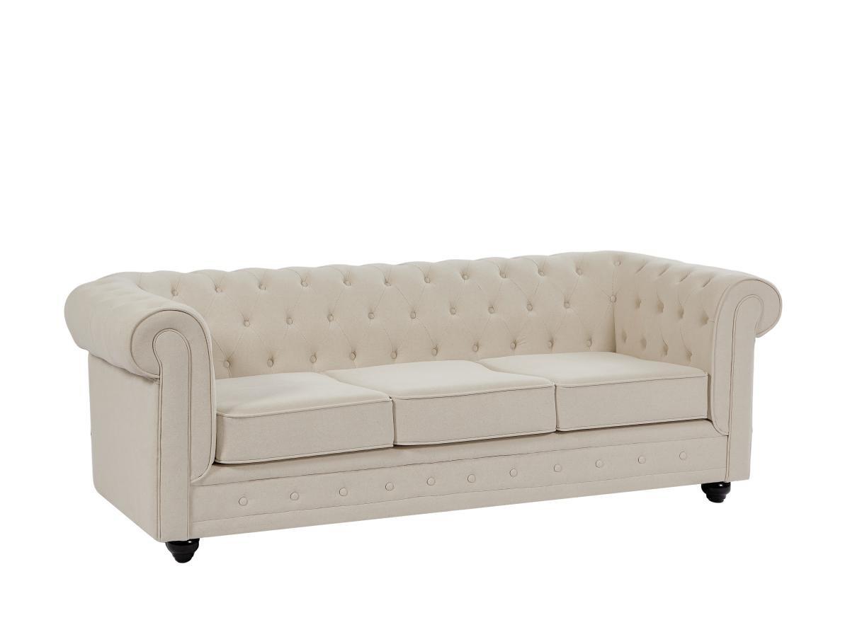 Vente-unique Sofa 3-Sitzer & Sessel - Stoff - Beige - CHESTERFIELD  