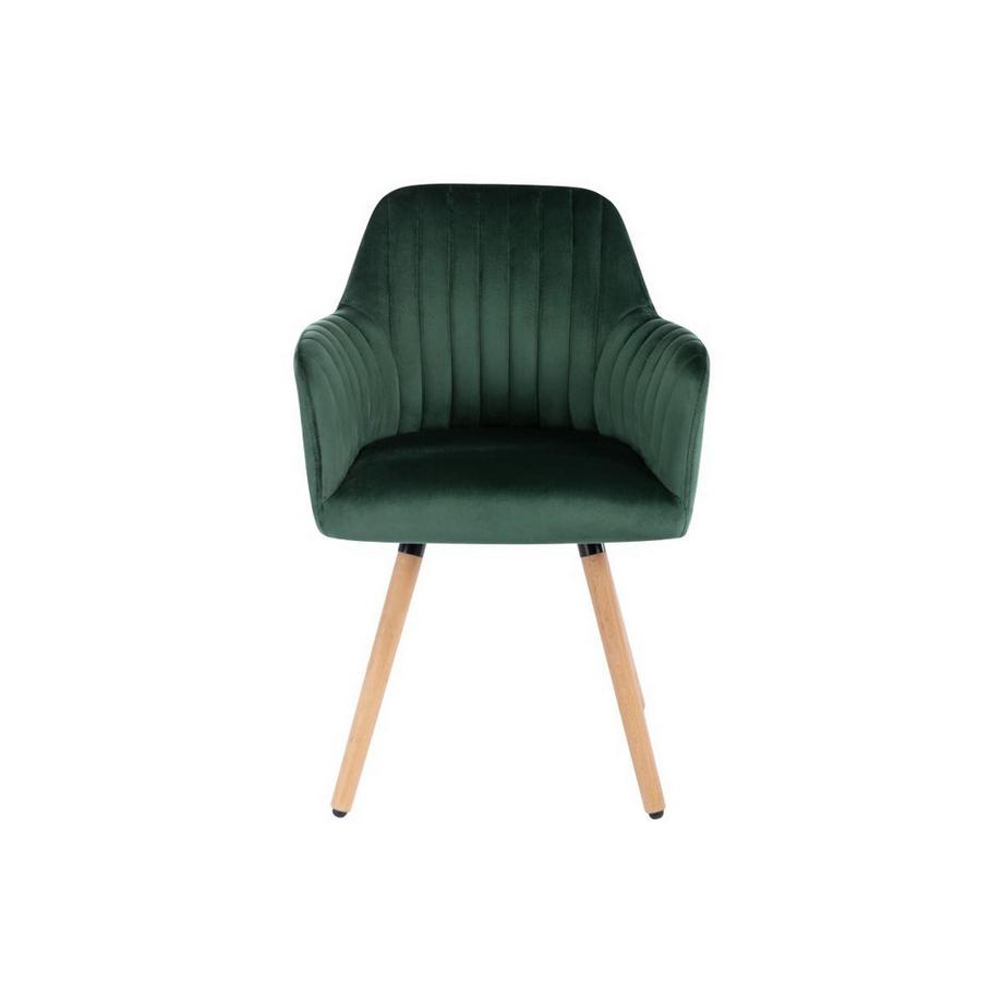 Vente-unique Chaise avec accoudoirs Velours métal effet bois foncé ELEANA  